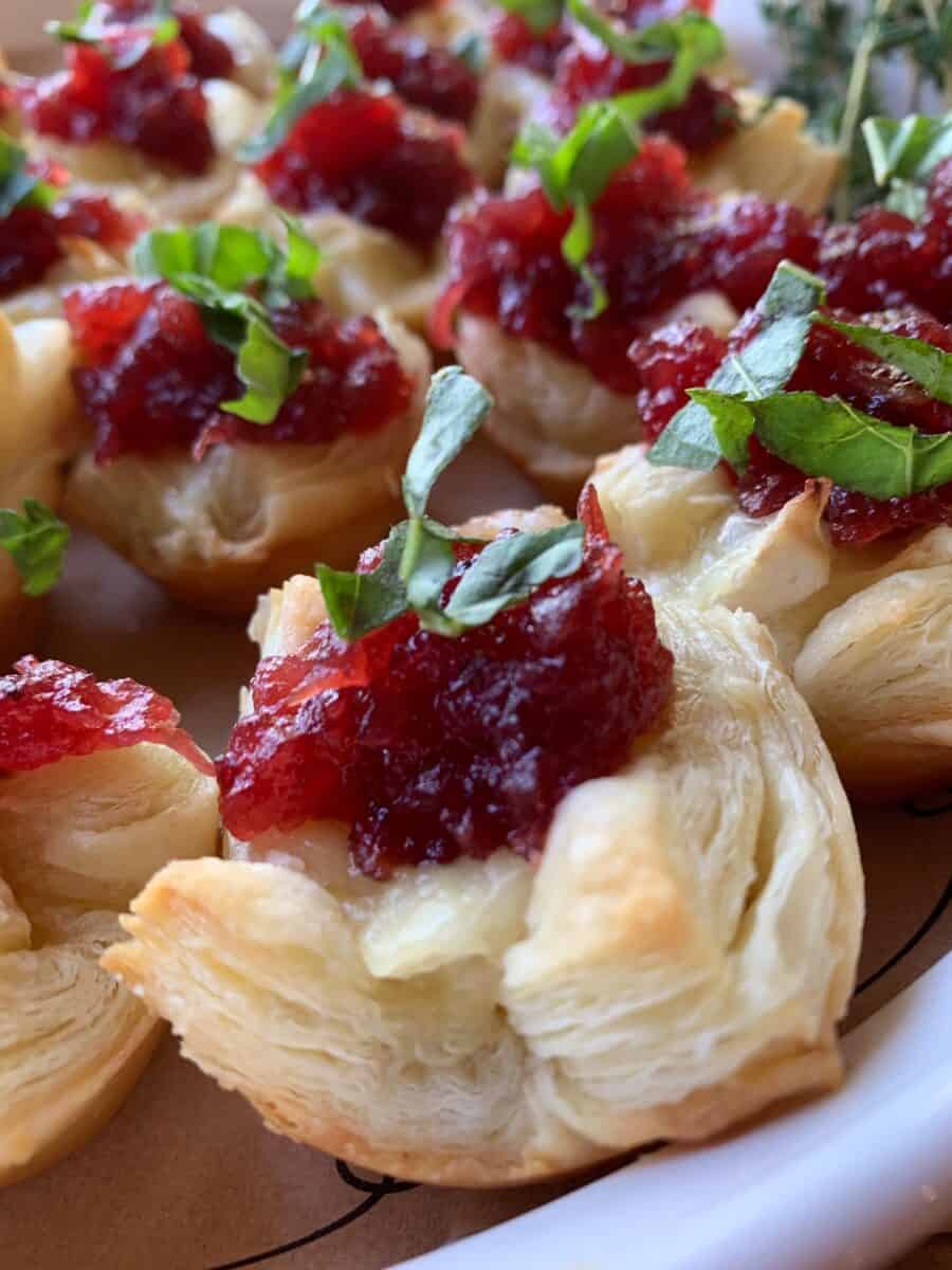 Close up shot of a cranberry brie appetizer