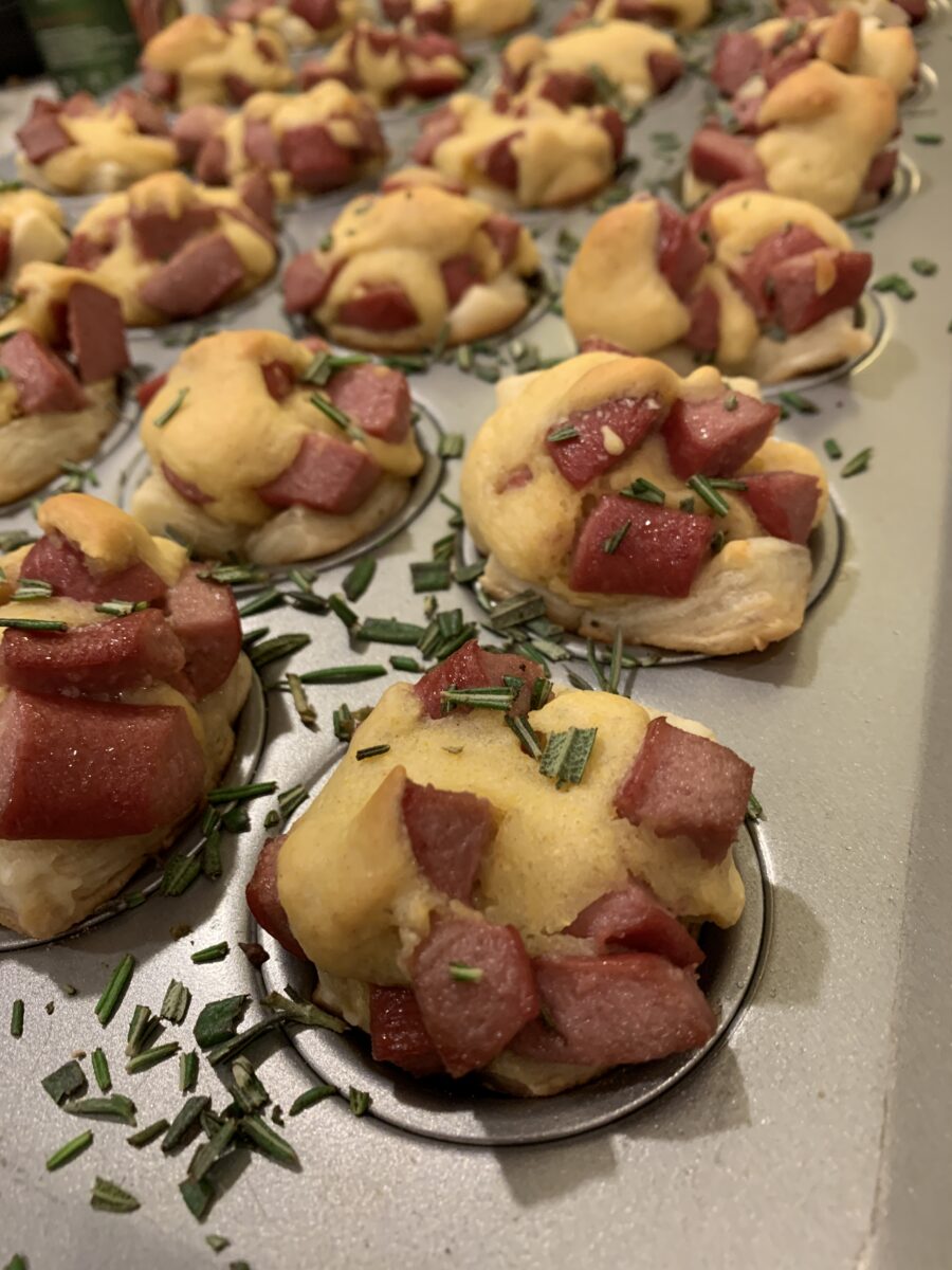 Corn dog nuggets in muffin cups 