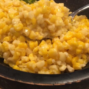 Creamed corn in a bowl.