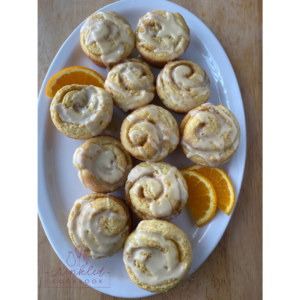 Orange sweet rolls on a plate