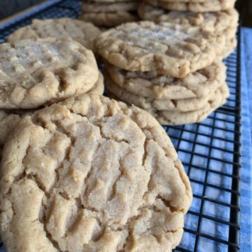 Peanut Butter Cookies on a cooling rack