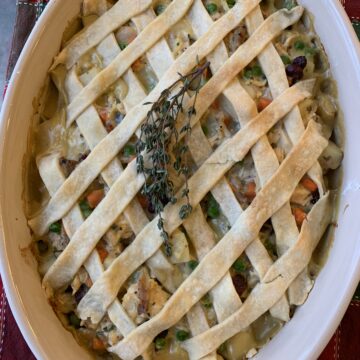 Large dish of turkey pot pie