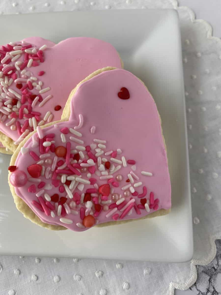 Two sugar cookies on a plate