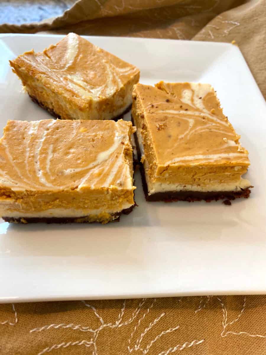 Pumpkin bars on a plate