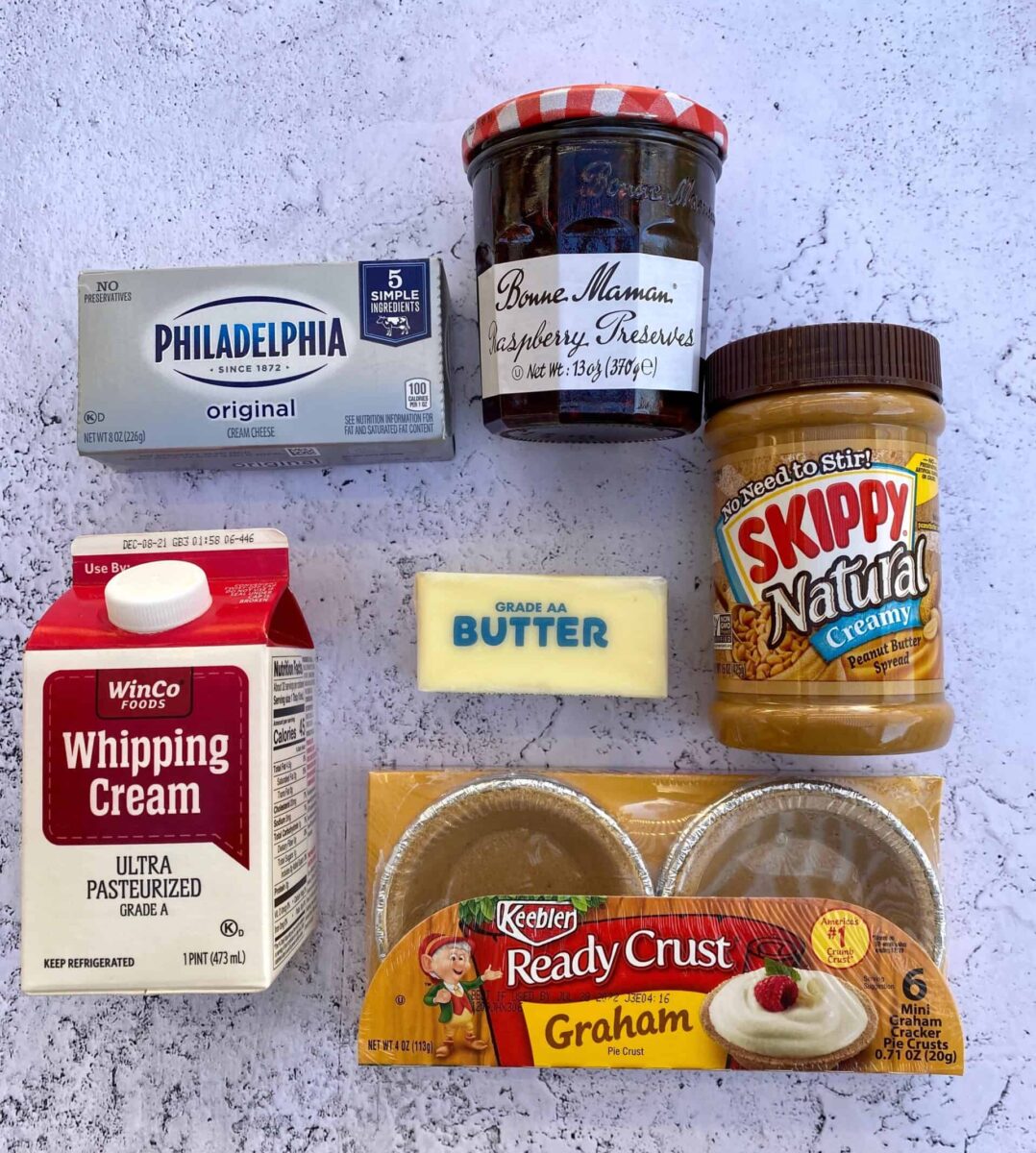 Ingredients for peanut butter pie on a counter