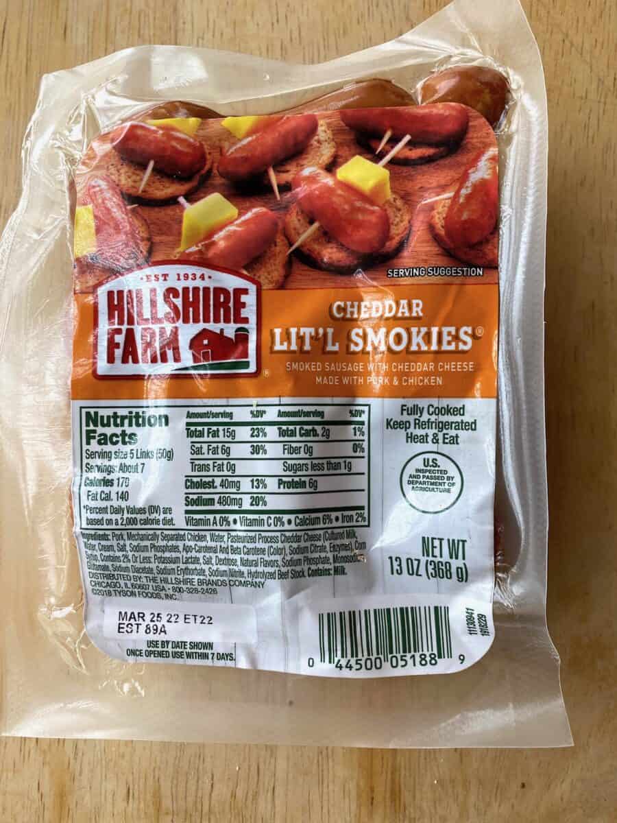 A bag of little smokes with cheese