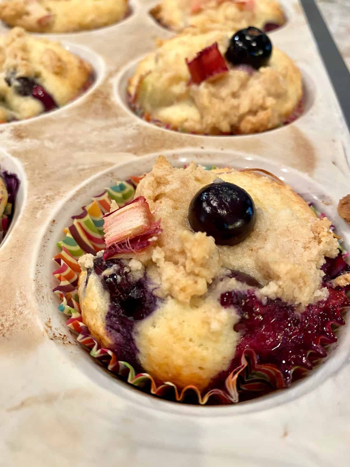 Baked muffins in a pan. 