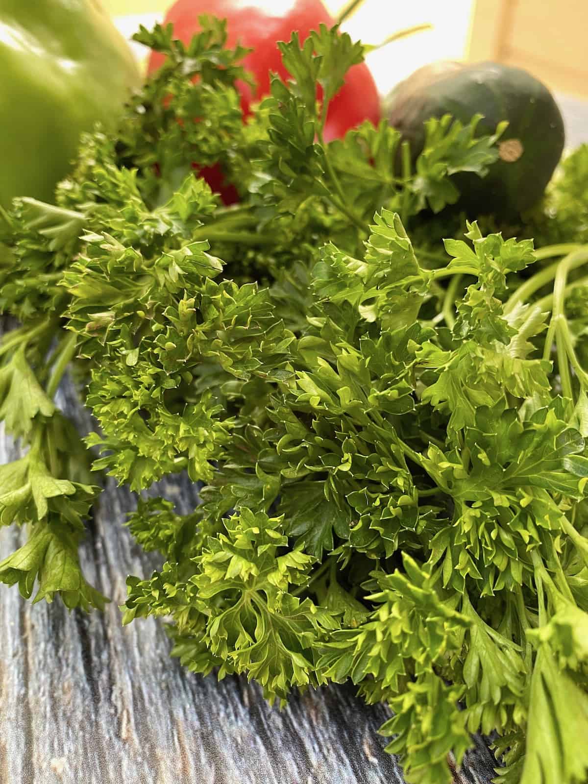 A large bunch of fresh parsley.