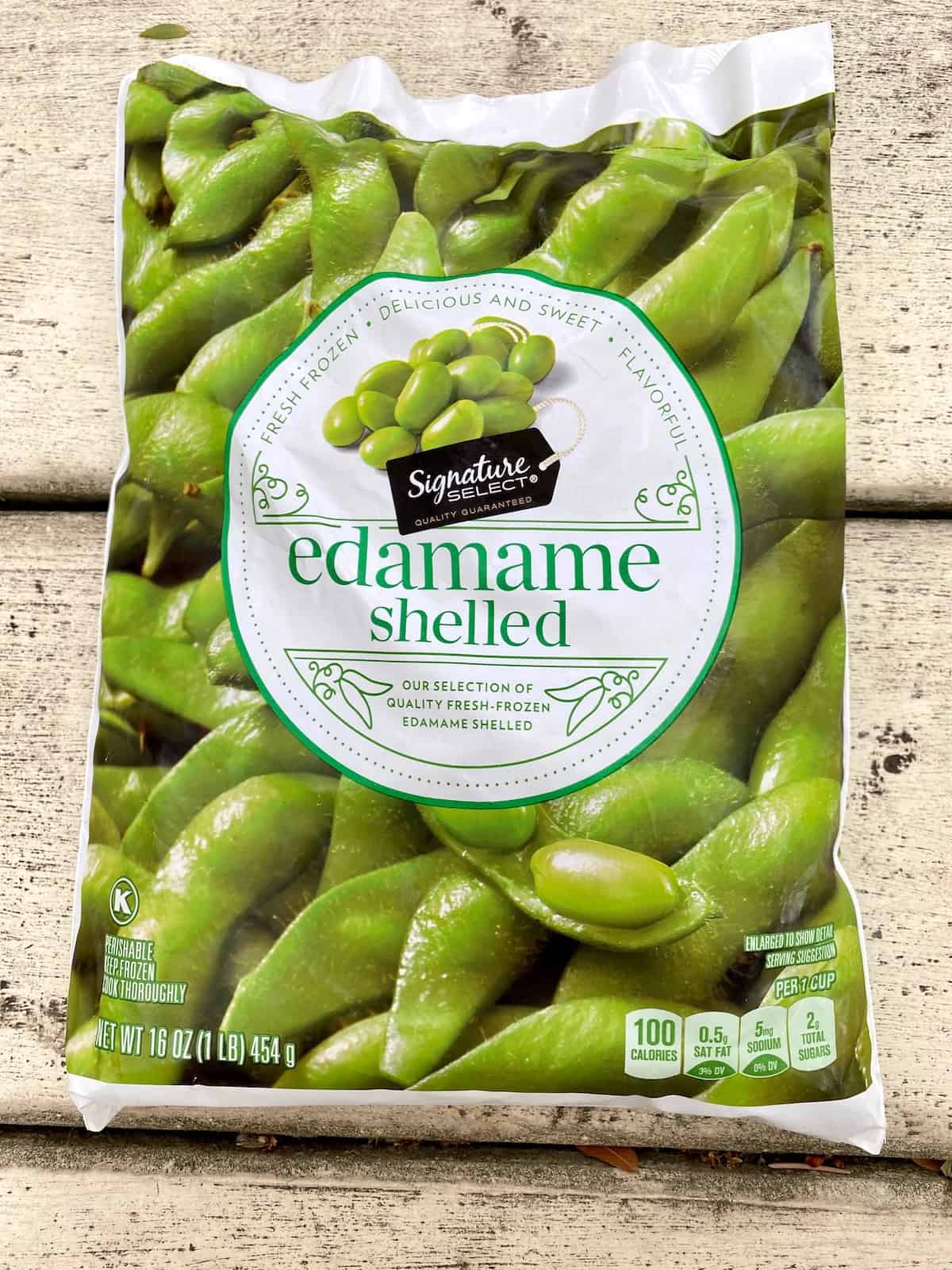 A bag of shelled edamame. 