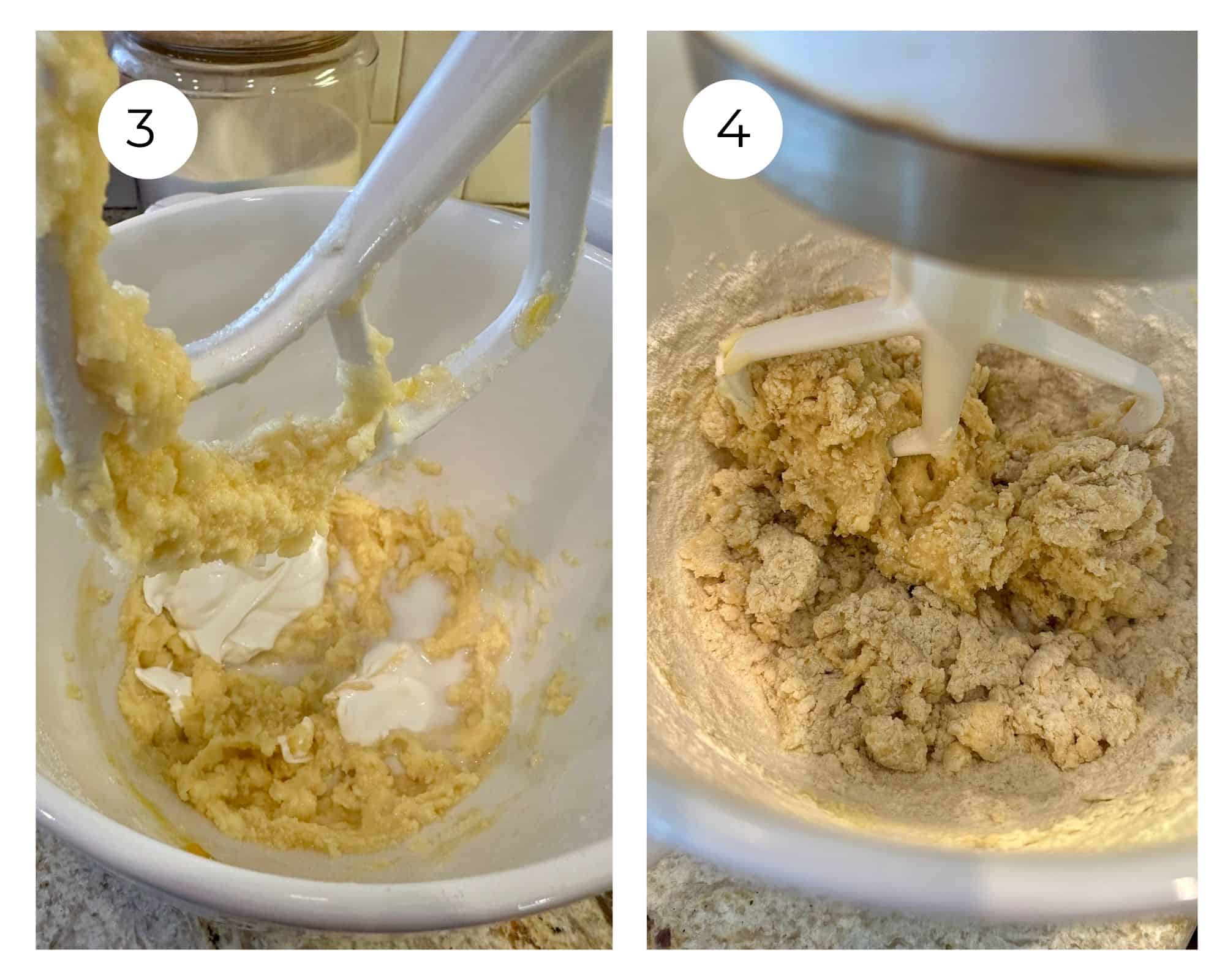 Cookie dough in a mixing bowl.