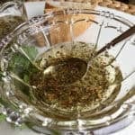 Dipping oil in a small bowl.