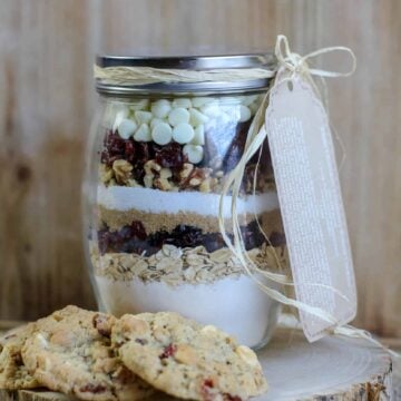 A jar of cookie mix.